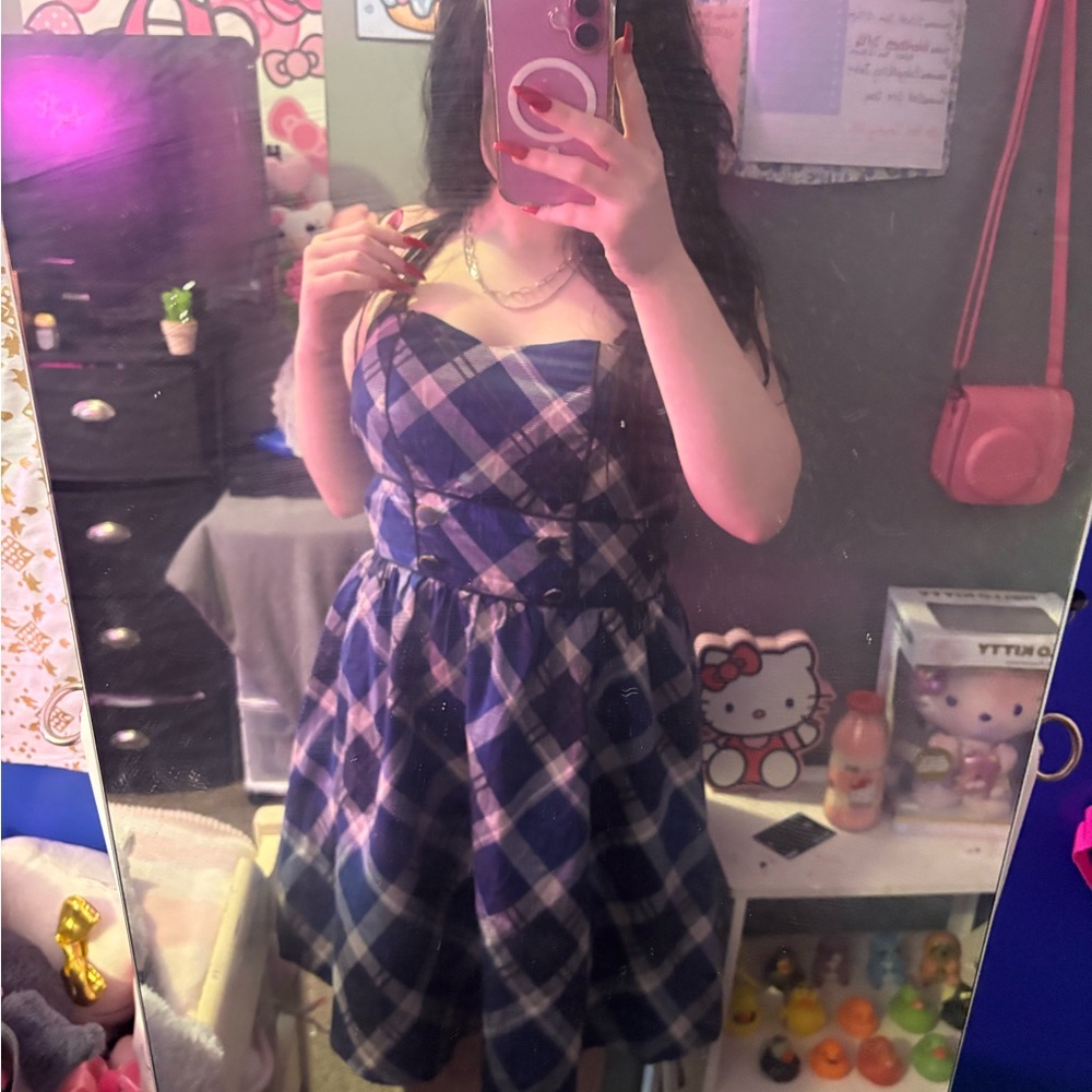 Black, White, and Blue Charolette Russel Pleated Dress